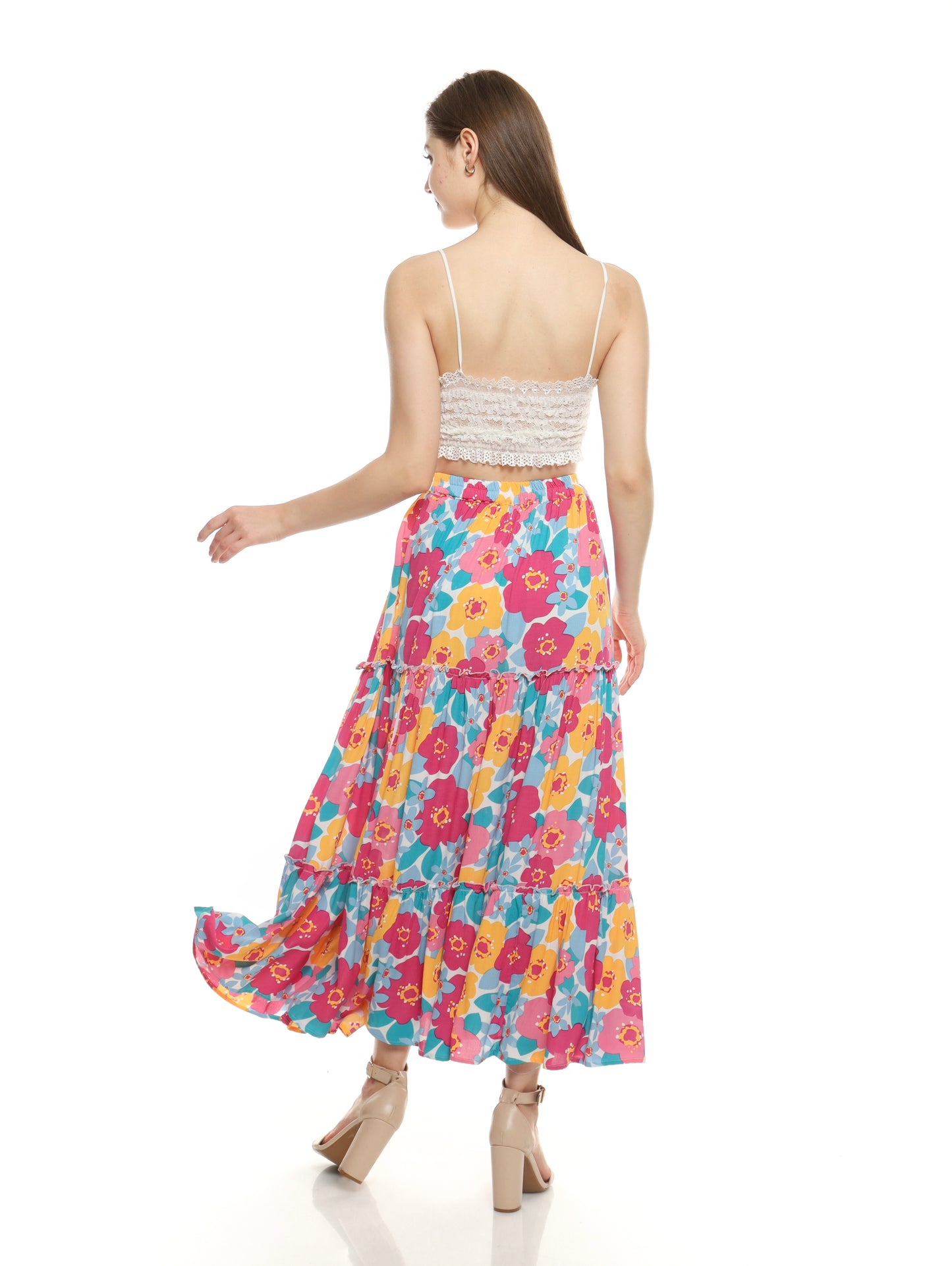 Disco Flowers Magenta – Keyla Skirt