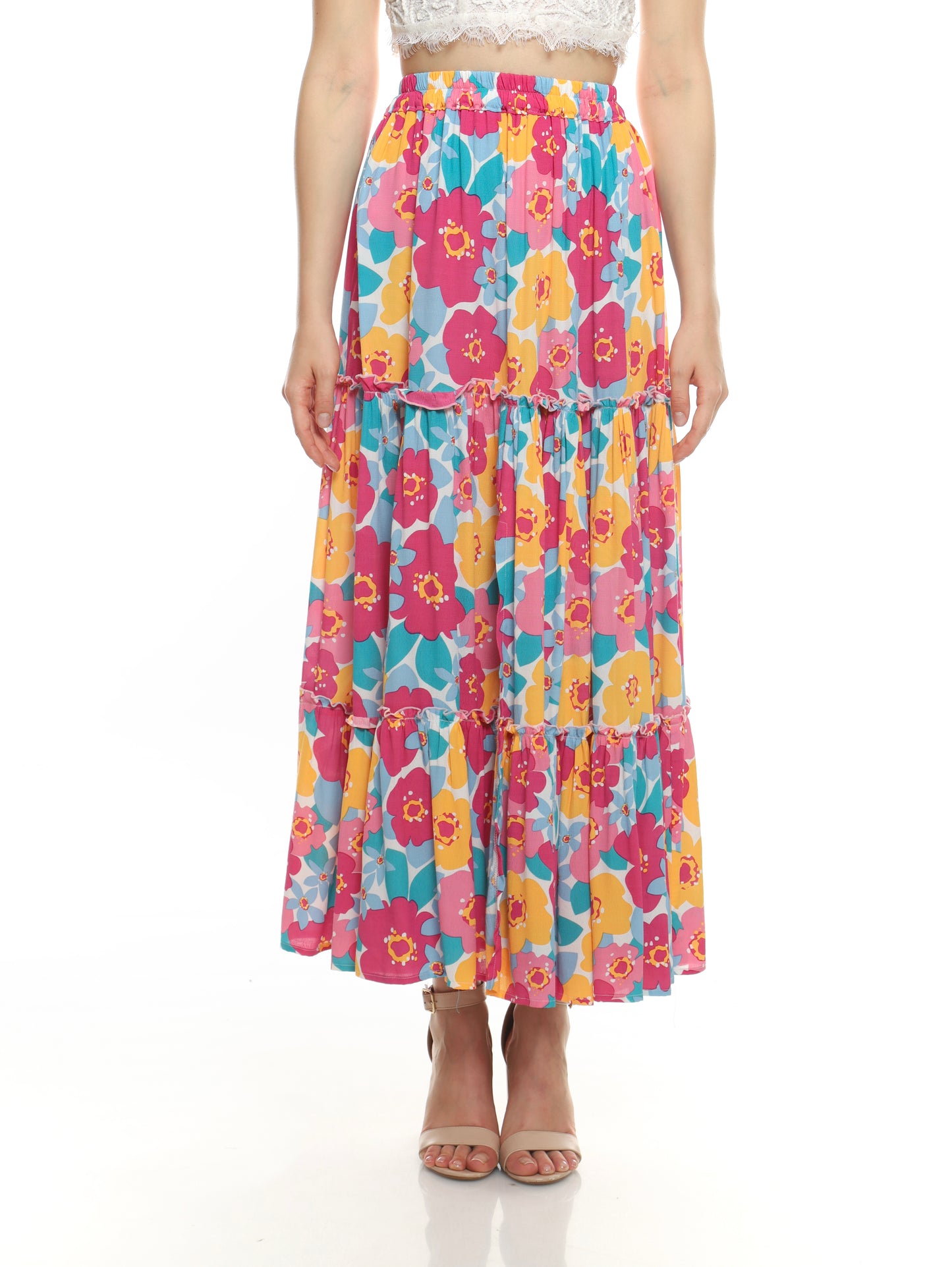 Disco Flowers Magenta – Keyla Skirt