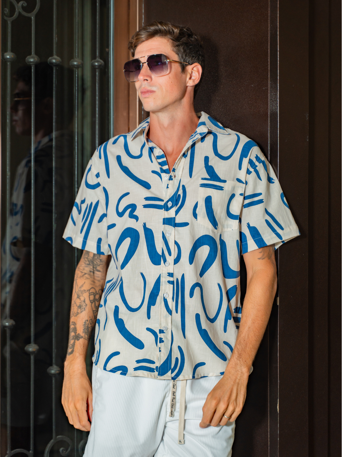 Geometric Navy - Sunset Shirt