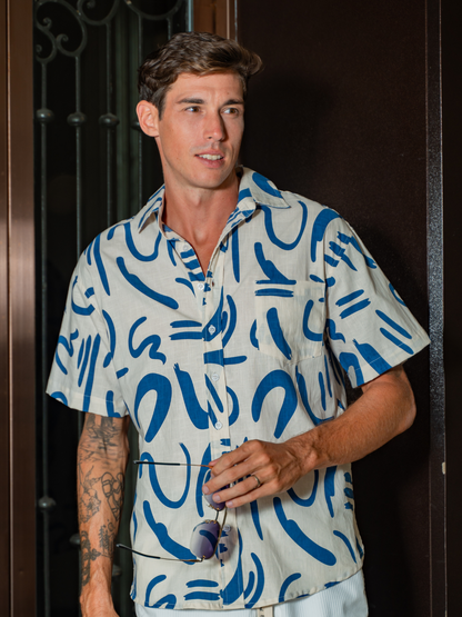 Geometric Navy - Sunset Shirt