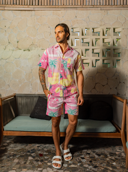Summer Island Pink Yellow - Good Time Shorts