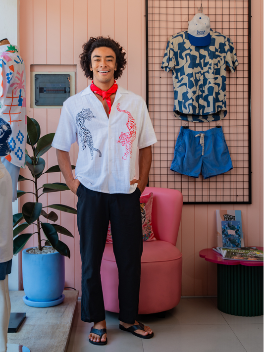 Tiger - Summer Relaxed Shirt / White Printed