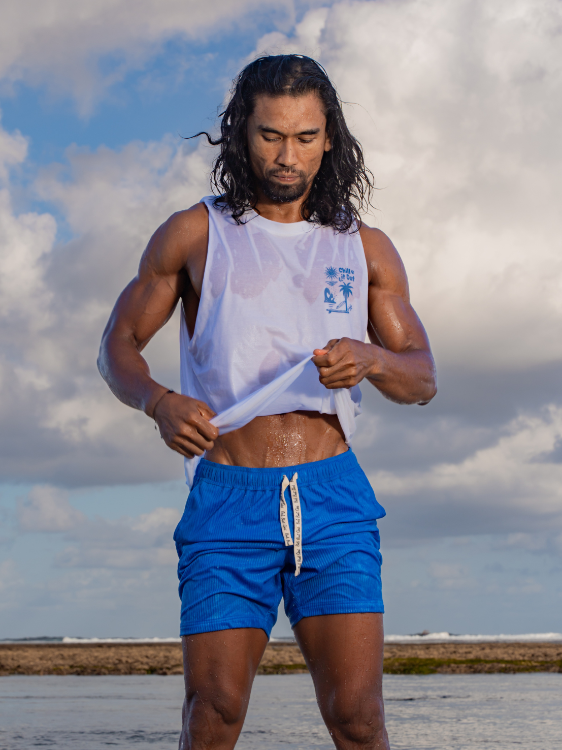 Blue – Puff Cord Shorts