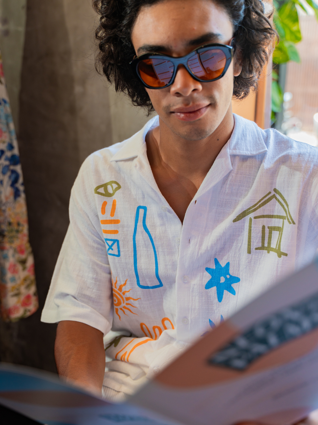 Home - Summer Relaxed Shirt / White Printed