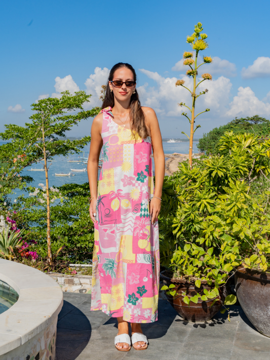 Summer Island Pink Yellow - Myra Dress