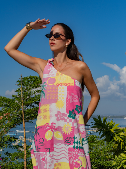 Summer Island Pink Yellow - Myra Dress