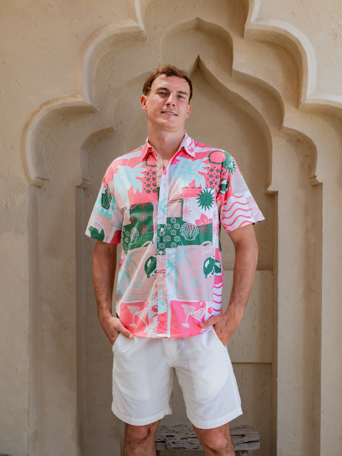 Summer Island Pink Green – Sunset Shirt