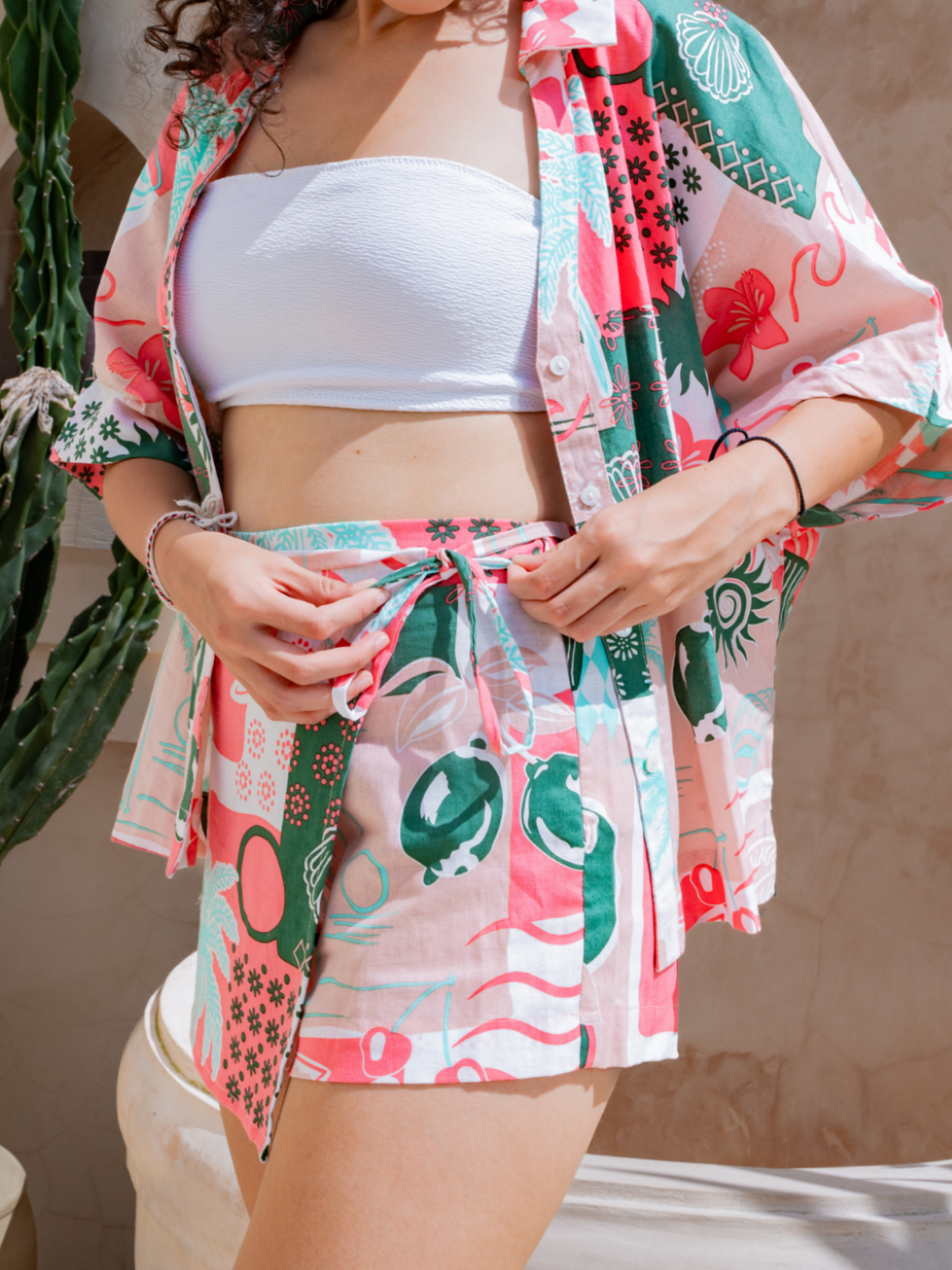 Summer Island Pink Green - Celine Mini Skort