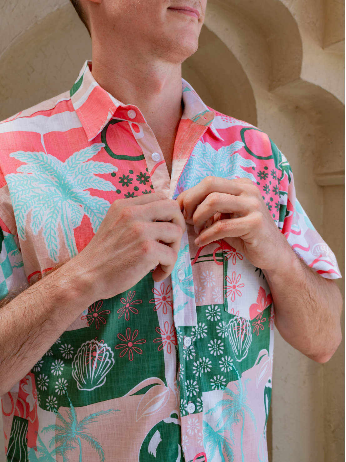 Summer Island Pink Green – Sunset Shirt