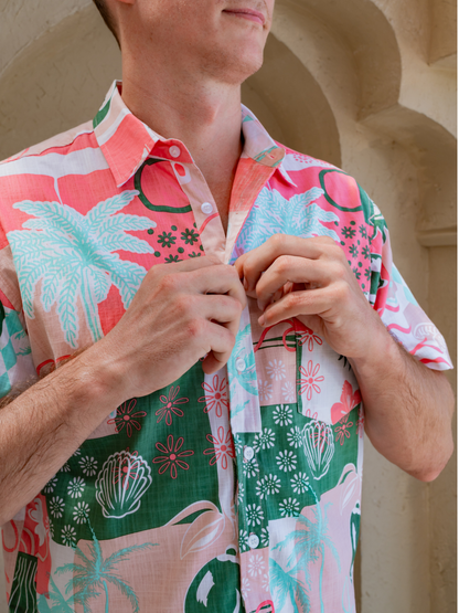 Summer Island Pink Green – Sunset Shirt