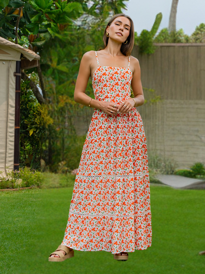 Empirer Flower Orange - Scarlet Maxi Dress
