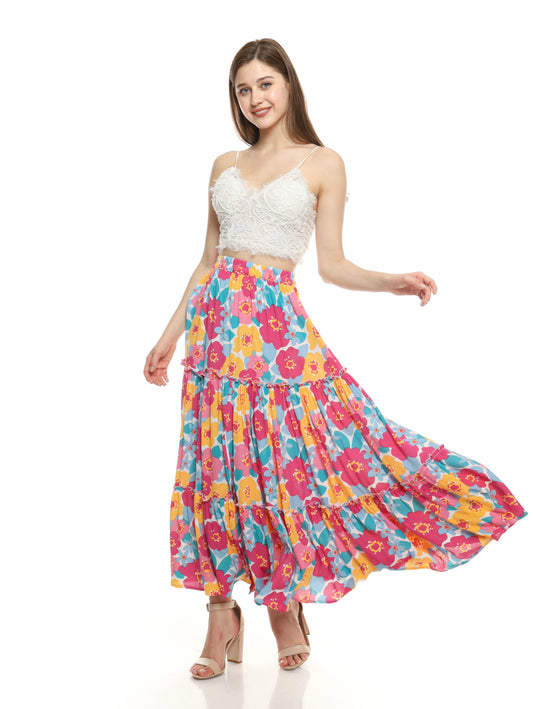 Disco Flowers Magenta – Keyla Skirt